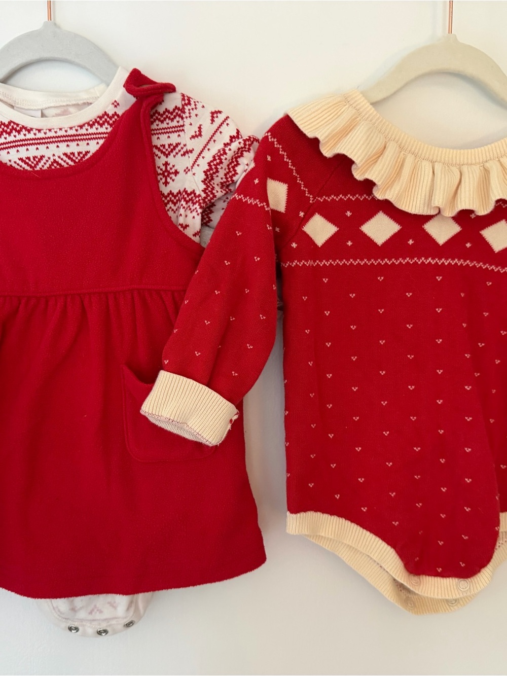 Red Holiday Knit Baby Dress & Bodysuit Set - baby girl size 6-12m
